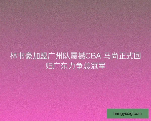 林书豪加盟广州队震撼CBA 马尚正式回归广东力争总冠军